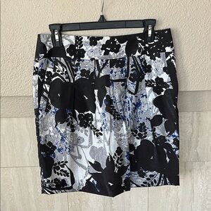 Ann Taylor Black and Blue Floral Mini Skirt